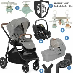 4in1 Kombi-Kinderwagen-Set Versatrax bis 22 kg belastbar mit Babywanne Ramble XL, Babyschale Pebble Pro, Isofix-Basis, Activity-Trapez, Schmusetuch, Greifling, Adapter & Zubehörpaket - Pebble