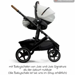 2in1 Kombi-Kinderwagen-Set Vinca bis 22 kg belastbar mit Kinderwagenkette & Ring-Greifling - Teleskopschieber, Sitzeinheit, Babywanne Ramble XL, Adapter & Zubehörpaket - Signature - Oyster