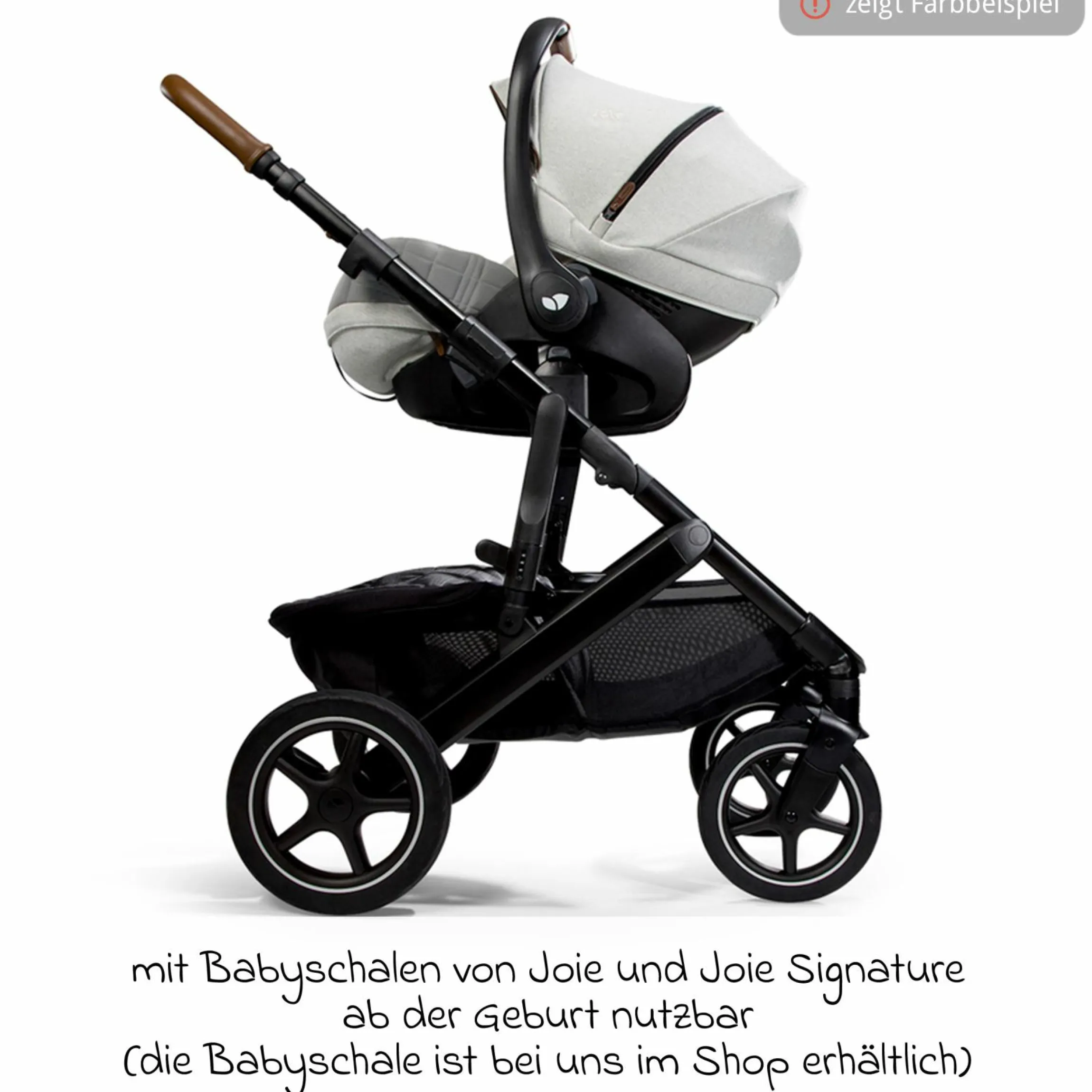 2in1 Kombi-Kinderwagen-Set Vinca bis 22 kg belastbar mit Kinderwagenkette & Ring-Greifling - Teleskopschieber, Sitzeinheit, Babywanne Ramble XL, Adapter & Zubehörpaket - Signature - Oyster
