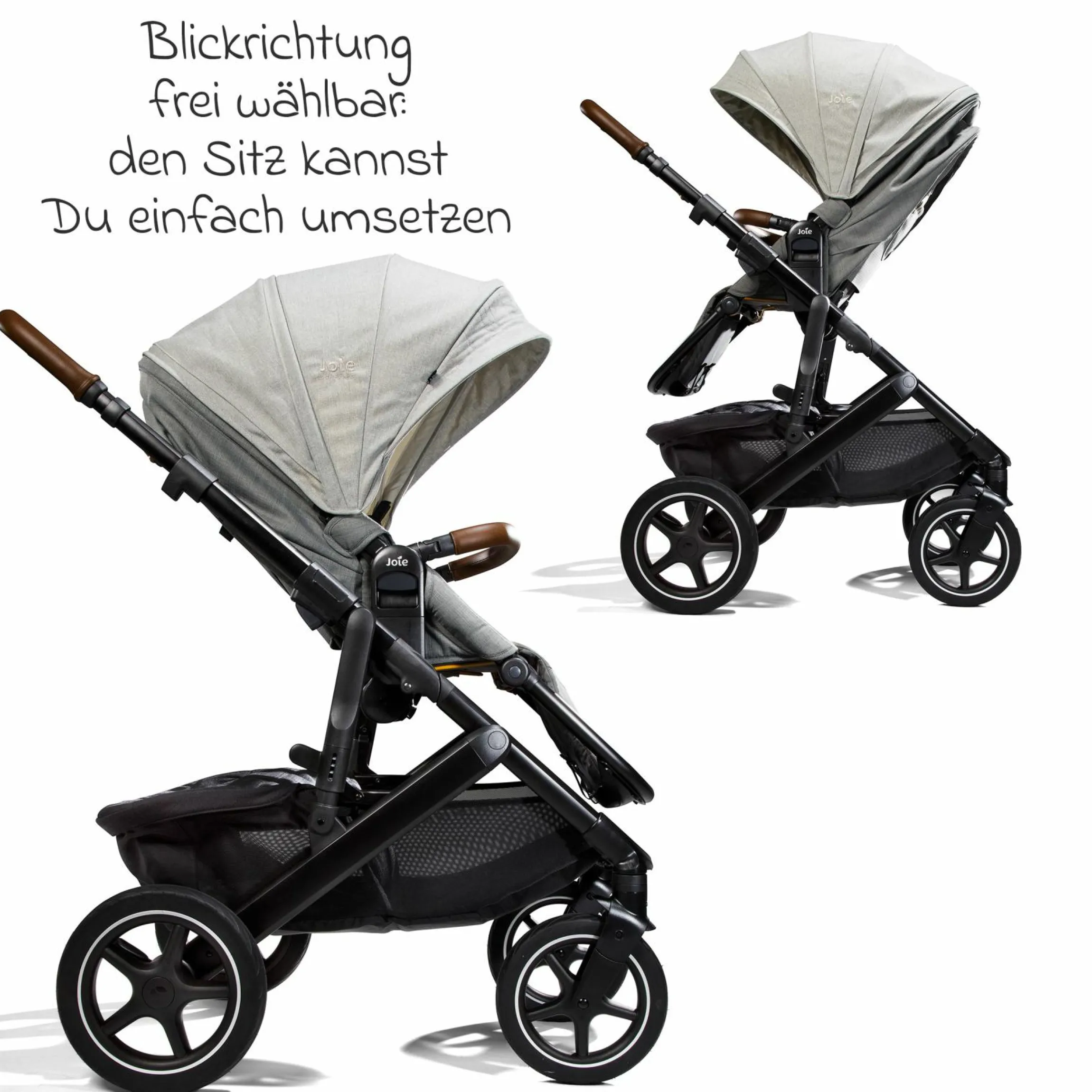 2in1 Kombi-Kinderwagen-Set Vinca bis 22 kg belastbar mit Kinderwagenkette & Ring-Greifling - Teleskopschieber, Sitzeinheit, Babywanne Ramble XL, Adapter & Zubehörpaket - Signature - Oyster