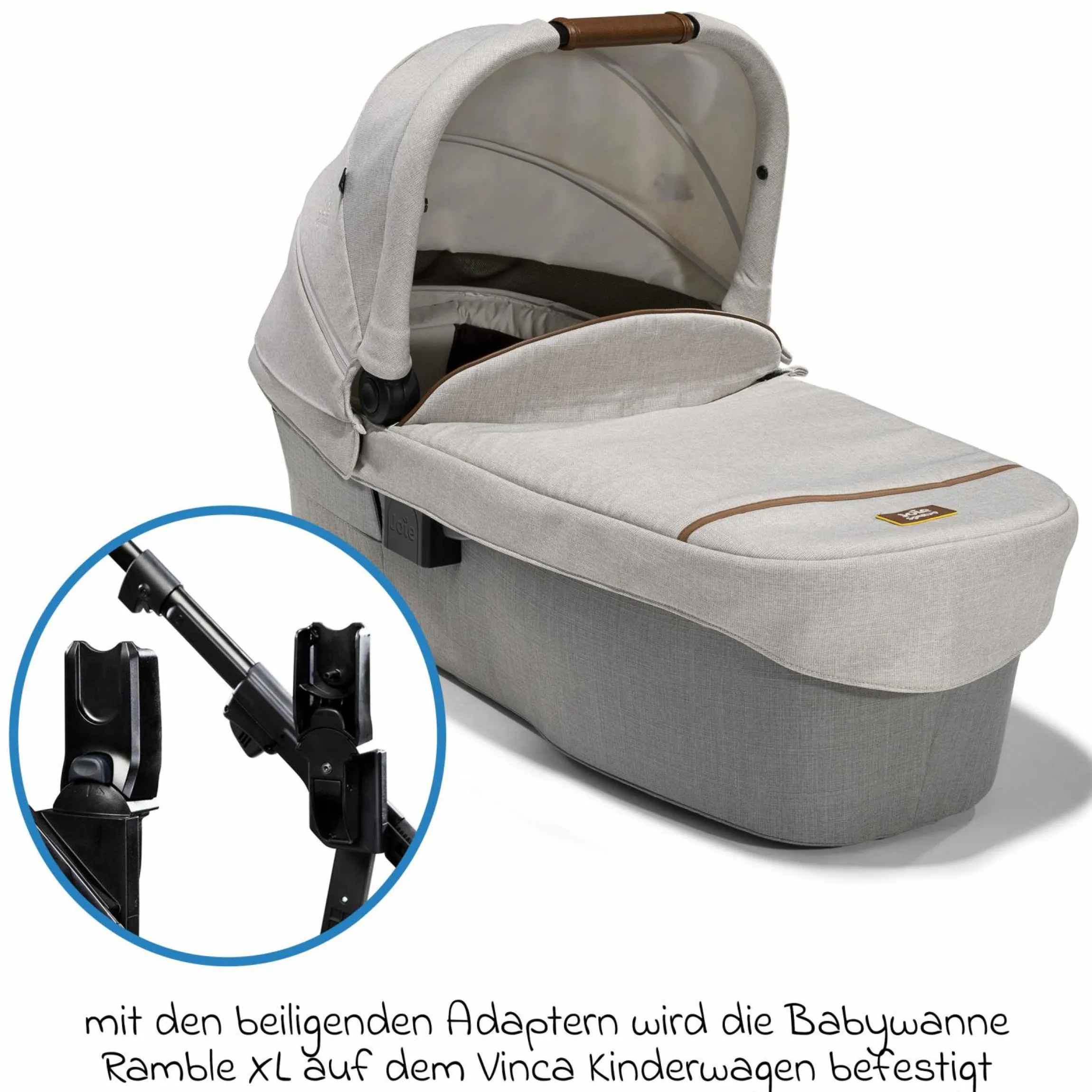 2in1 Kombi-Kinderwagen-Set Vinca bis 22 kg belastbar mit Teleskopschieber umsetzbare Sitzeinheit, Babywanne Ramble XL, Adapter, Regenschutz & Rückenpolster - Signature - Oyster