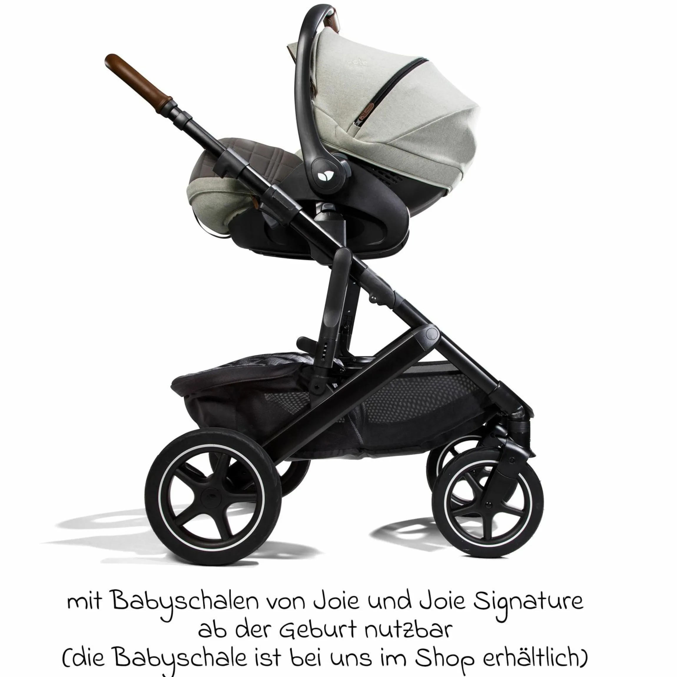 2in1 Kombi-Kinderwagen-Set Vinca bis 22 kg belastbar mit Teleskopschieber umsetzbare Sitzeinheit, Babywanne Ramble XL, Adapter, Regenschutz & Rückenpolster - Signature - Oyster