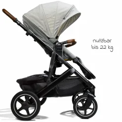 2in1 Kombi-Kinderwagen-Set Vinca bis 22 kg belastbar mit Teleskopschieber umsetzbare Sitzeinheit, Babywanne Ramble XL, Adapter, Regenschutz & Rückenpolster - Signature - Oyster