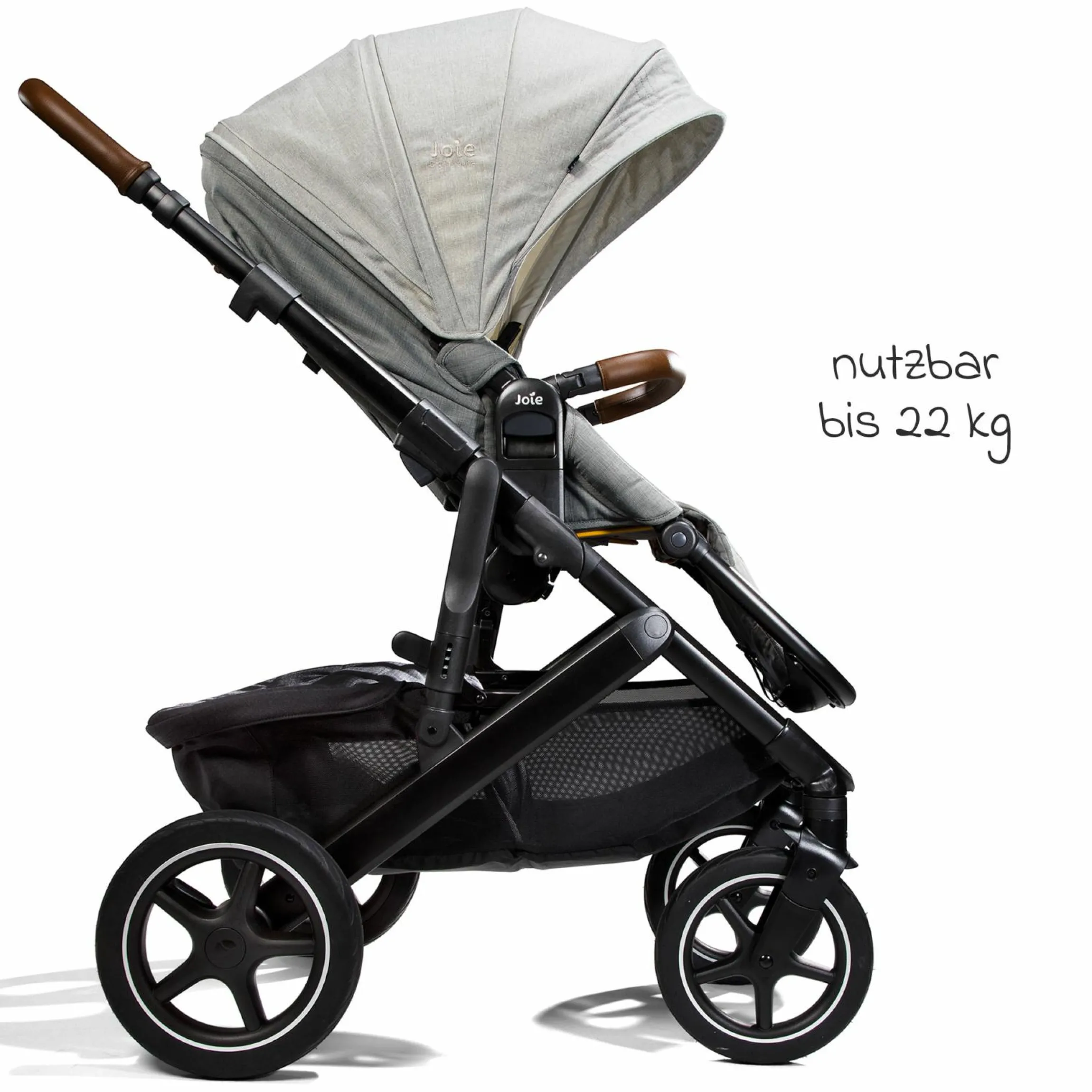 2in1 Kombi-Kinderwagen-Set Vinca bis 22 kg belastbar mit Teleskopschieber umsetzbare Sitzeinheit, Babywanne Ramble XL, Adapter, Regenschutz & Rückenpolster - Signature - Oyster