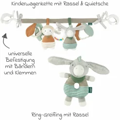 2in1 Kombi-Kinderwagen-Set Vinca bis 22 kg belastbar mit Kinderwagenkette & Ring-Greifling - Teleskopschieber, Sitzeinheit, Babywanne Ramble XL, Adapter & Zubehörpaket - Signature - Eclipse
