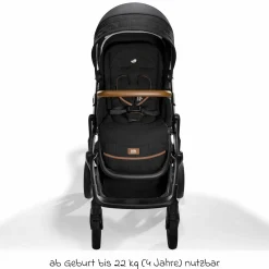 2in1 Kombi-Kinderwagen-Set Vinca bis 22 kg belastbar mit Teleskopschieber umsetzbare Sitzeinheit, Babywanne Ramble XL, Adapter, Regenschutz & Rückenpolster - Signature - Eclipse