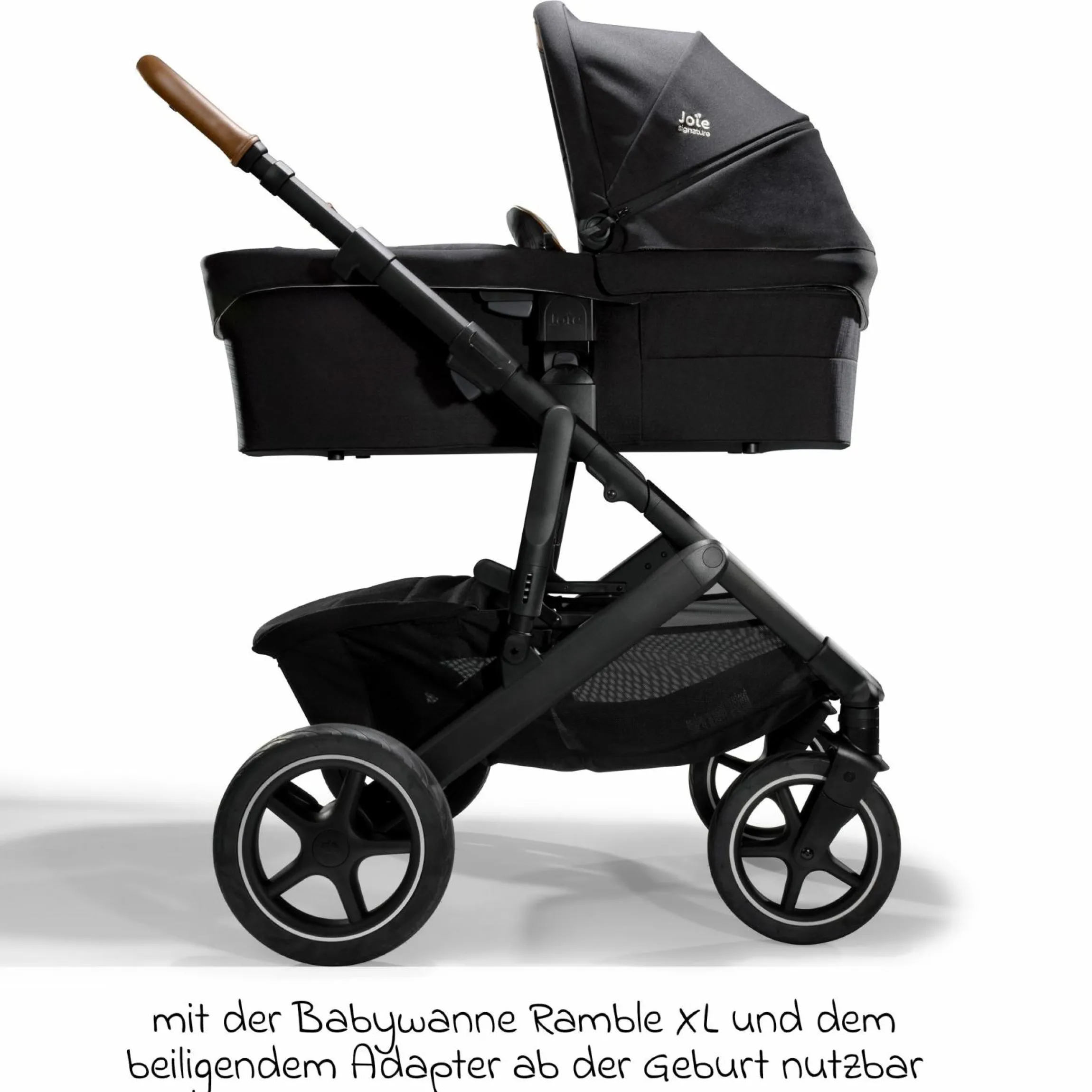 2in1 Kombi-Kinderwagen-Set Vinca bis 22 kg belastbar mit Teleskopschieber umsetzbare Sitzeinheit, Babywanne Ramble XL, Adapter, Regenschutz & Rückenpolster - Signature - Eclipse