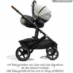 2in1 Kombi-Kinderwagen-Set Vinca bis 22 kg belastbar mit Teleskopschieber umsetzbare Sitzeinheit, Babywanne Ramble XL, Adapter, Regenschutz & Rückenpolster - Signature - Eclipse