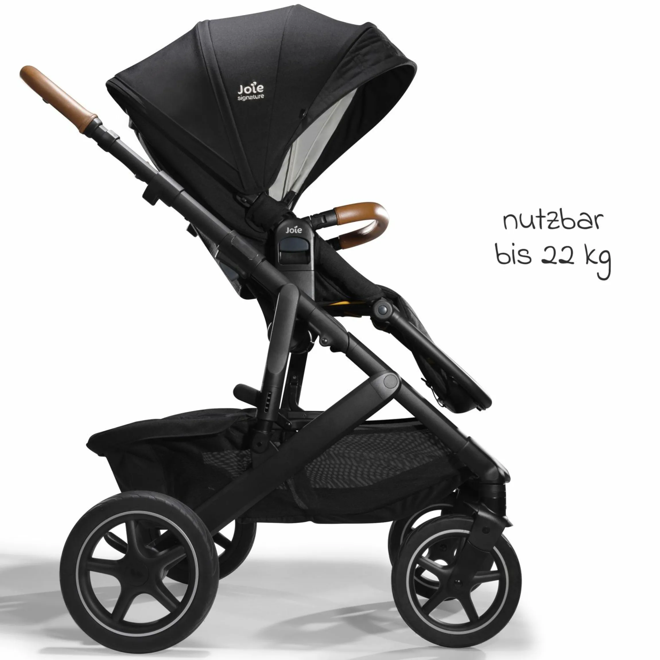 2in1 Kombi-Kinderwagen-Set Vinca bis 22 kg belastbar mit Teleskopschieber umsetzbare Sitzeinheit, Babywanne Ramble XL, Adapter, Regenschutz & Rückenpolster - Signature - Eclipse
