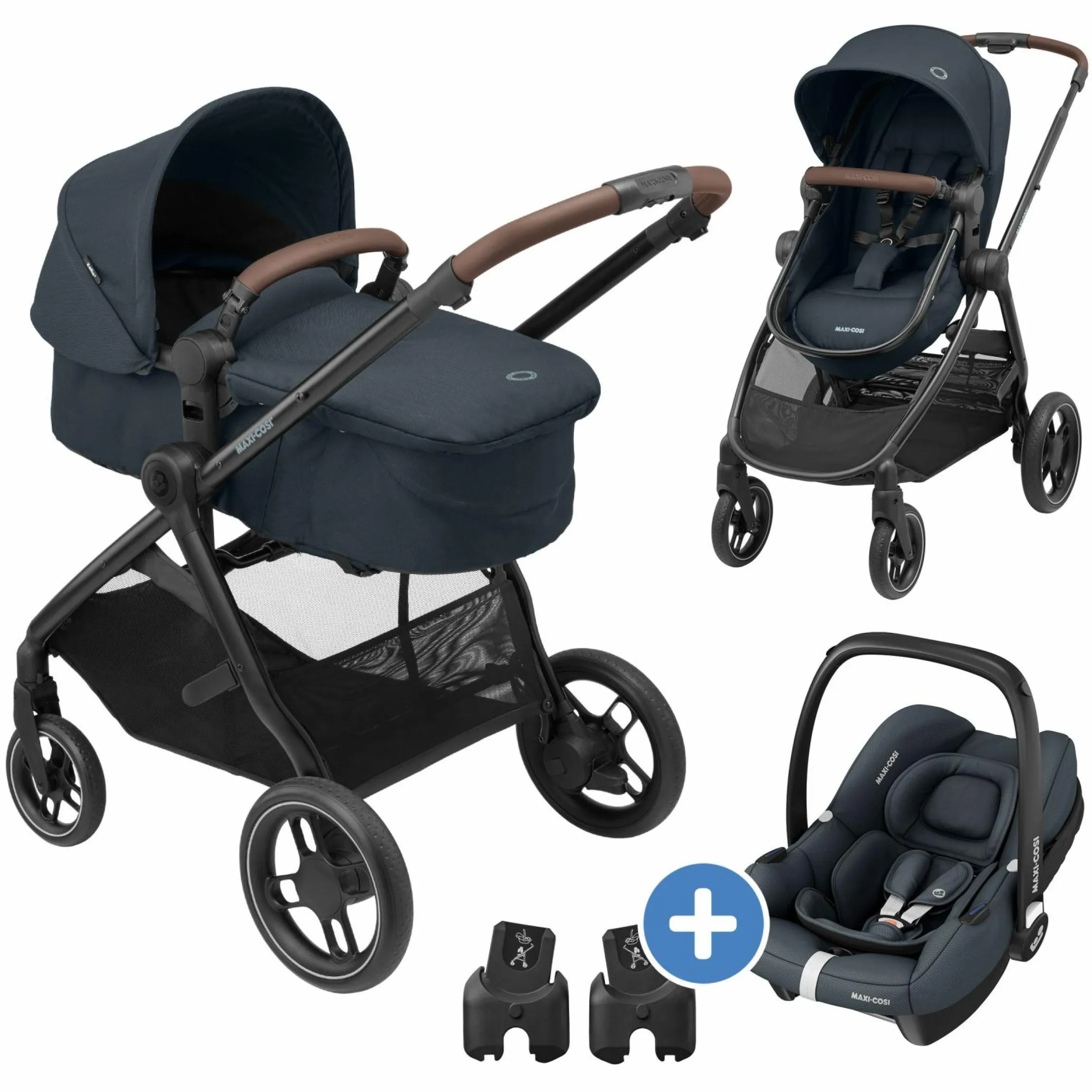 3-in-1 Kombi-Kinderwagen-Set Zelia³ inkl. Babyschale CabrioFix i-Size & Adapter, 22 kg - Essential Graphite - Kollektion 2024