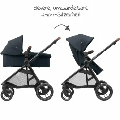 3-in-1 Kombi-Kinderwagen-Set Zelia³ inkl. Babyschale CabrioFix i-Size & Adapter, 22 kg - Essential Graphite - Kollektion 2024