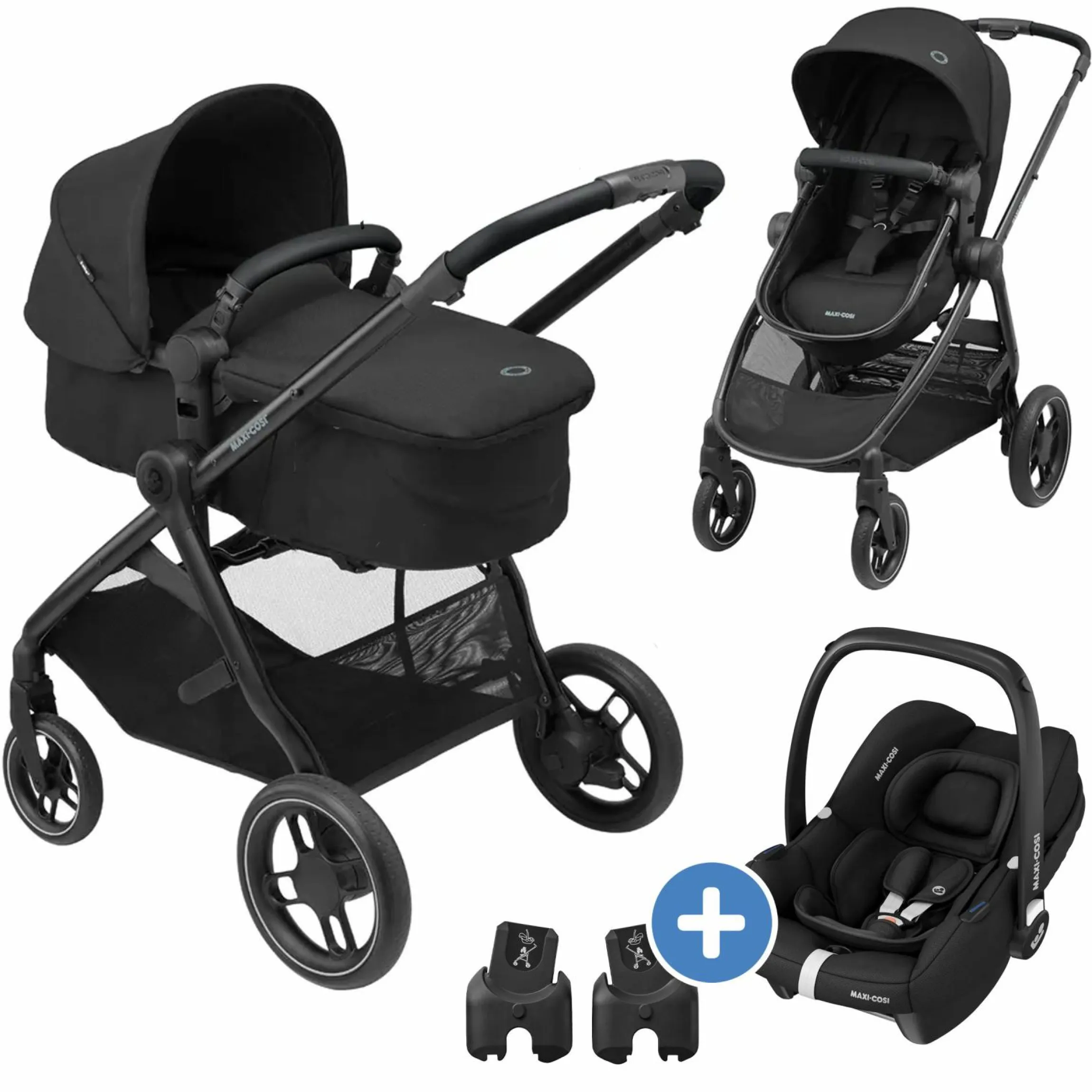 3-in-1 Kombi-Kinderwagen-Set Zelia³ inkl. Babyschale CabrioFix i-Size & Adapter, 22 kg - Black - Kollektion 2025