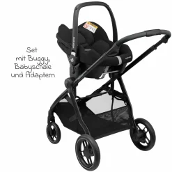 3-in-1 Kombi-Kinderwagen-Set Zelia³ inkl. Babyschale CabrioFix i-Size & Adapter, 22 kg - Black - Kollektion 2025