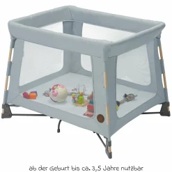3-in-1 Reisebett Swift Reisebett, Beistellbett, Laufstall mit Matratze & Tragetasche nur 6,70 kg leicht - Beyound - Grey Eco - Kollektion 2025