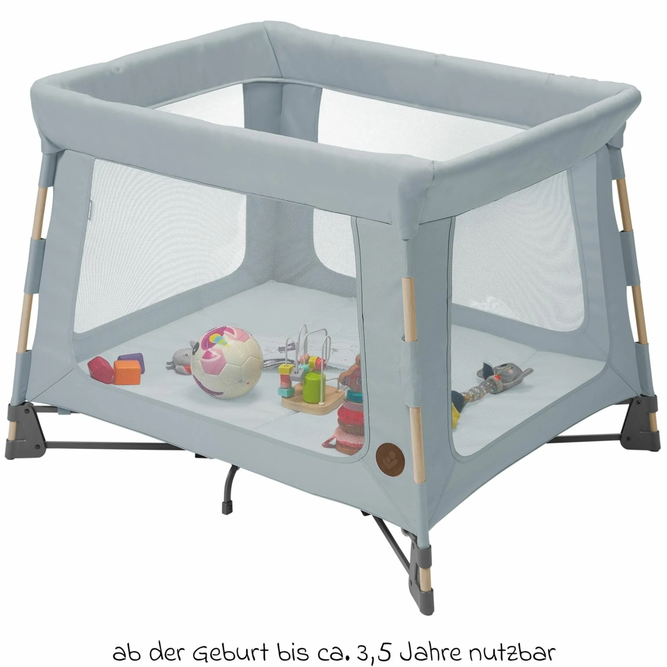 3-in-1 Reisebett Swift Reisebett, Beistellbett, Laufstall mit Matratze & Tragetasche nur 6,70 kg leicht - Beyound - Grey Eco - Kollektion 2025