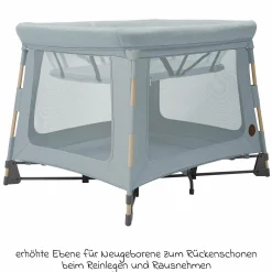 3-in-1 Reisebett Swift Reisebett, Beistellbett, Laufstall mit Matratze & Tragetasche nur 6,70 kg leicht - Beyound - Grey Eco - Kollektion 2025