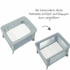 3-in-1 Reisebett Swift Reisebett, Beistellbett, Laufstall mit Matratze & Tragetasche nur 6,70 kg leicht - Beyound - Grey Eco - Kollektion 2025