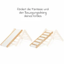 2in1 Rutschbrett und Leiter aus Buchenholz für Kletterdreieck - Natur