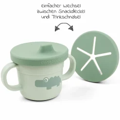 2in1 Schnabeltasse & Snackbecher Foodie - Croco - Grün