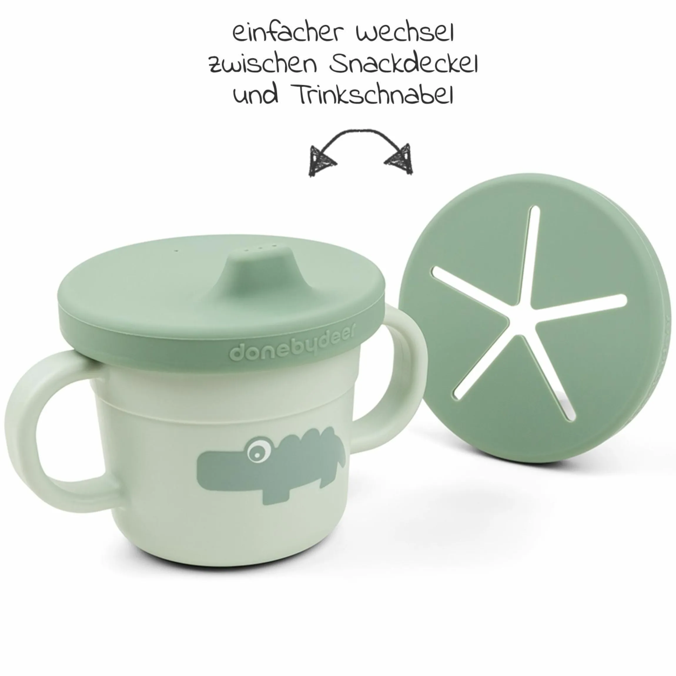 2in1 Schnabeltasse & Snackbecher Foodie - Croco - Grün
