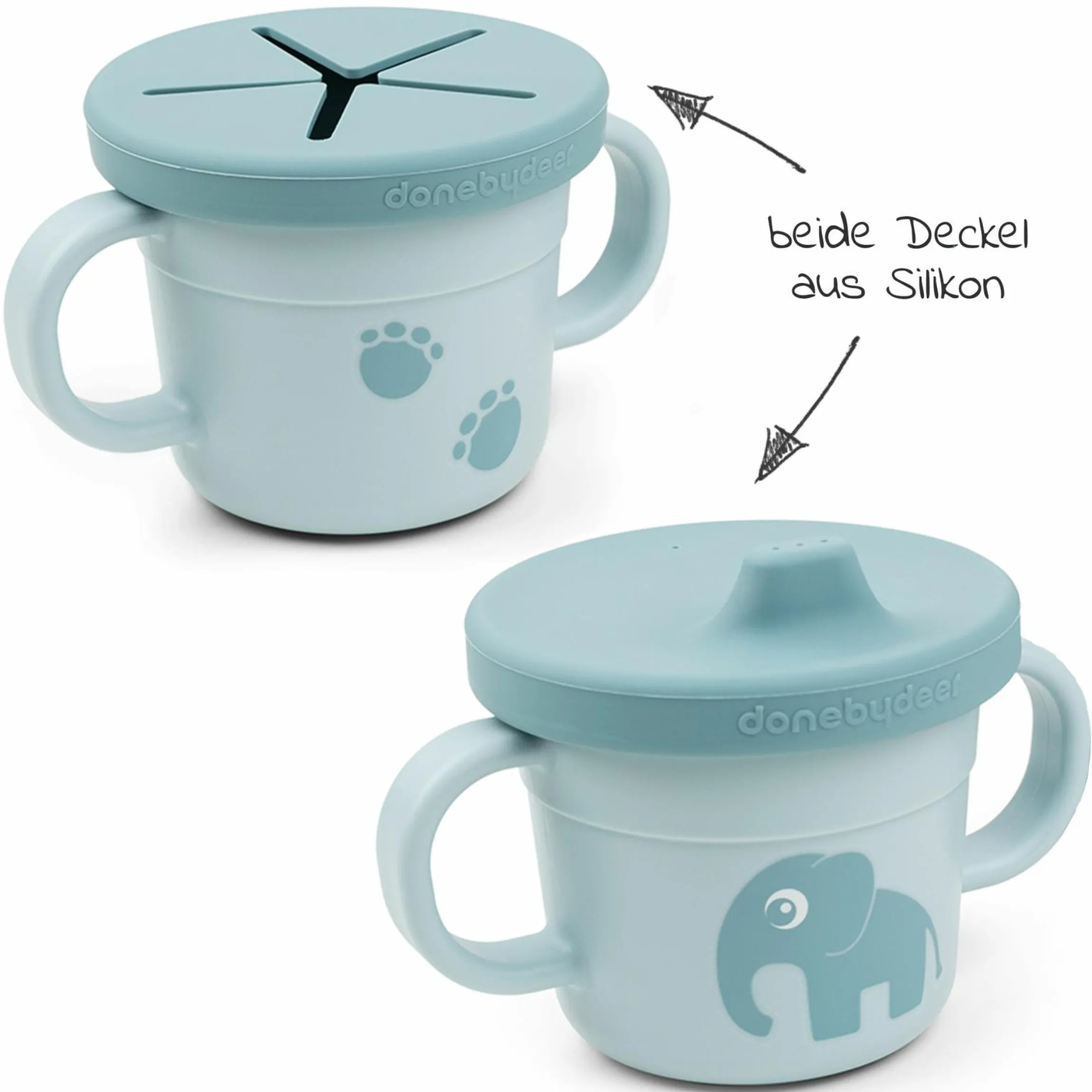 2in1 Schnabeltasse & Snackbecher Foodie - Elphee - Blau