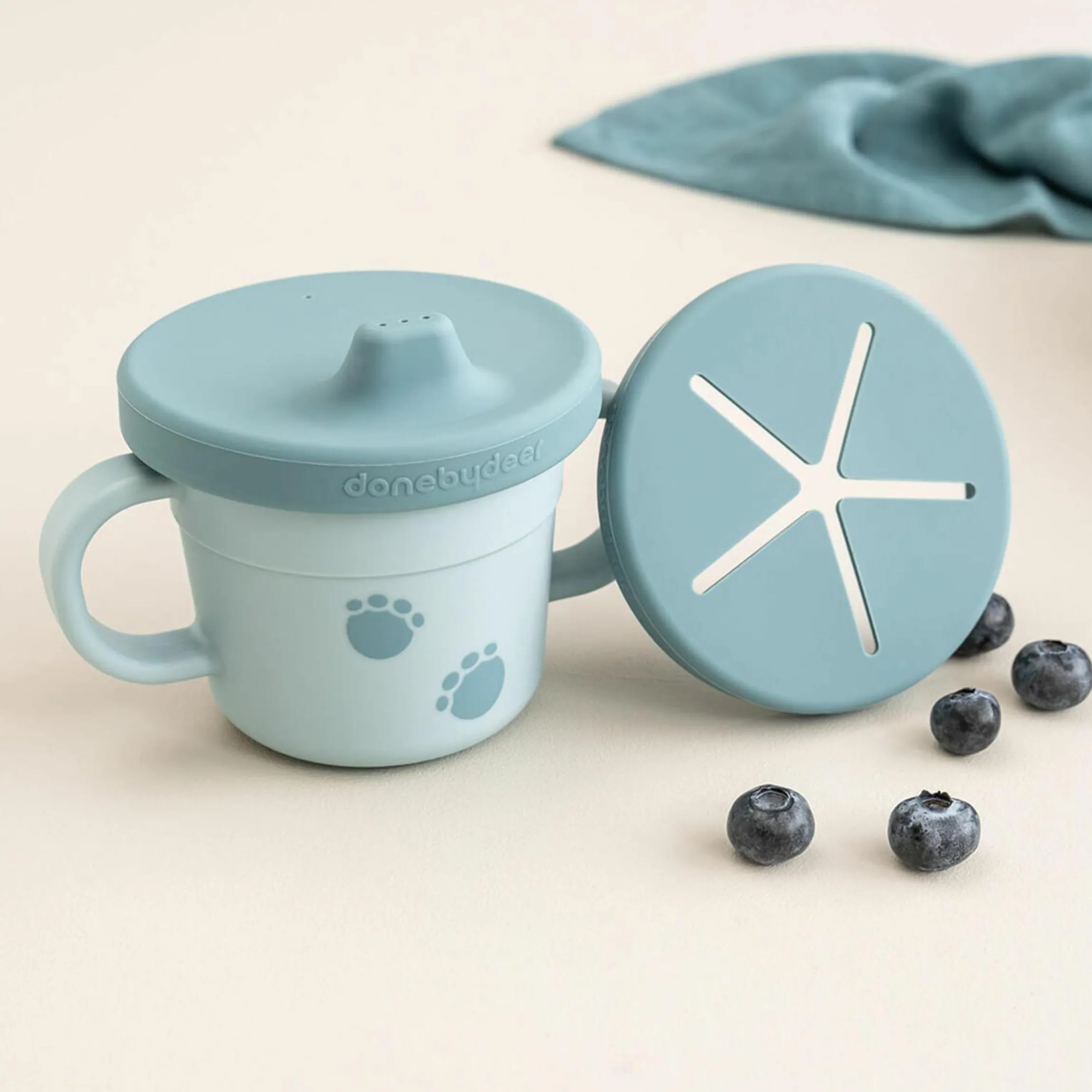 2in1 Schnabeltasse & Snackbecher Foodie - Elphee - Blau