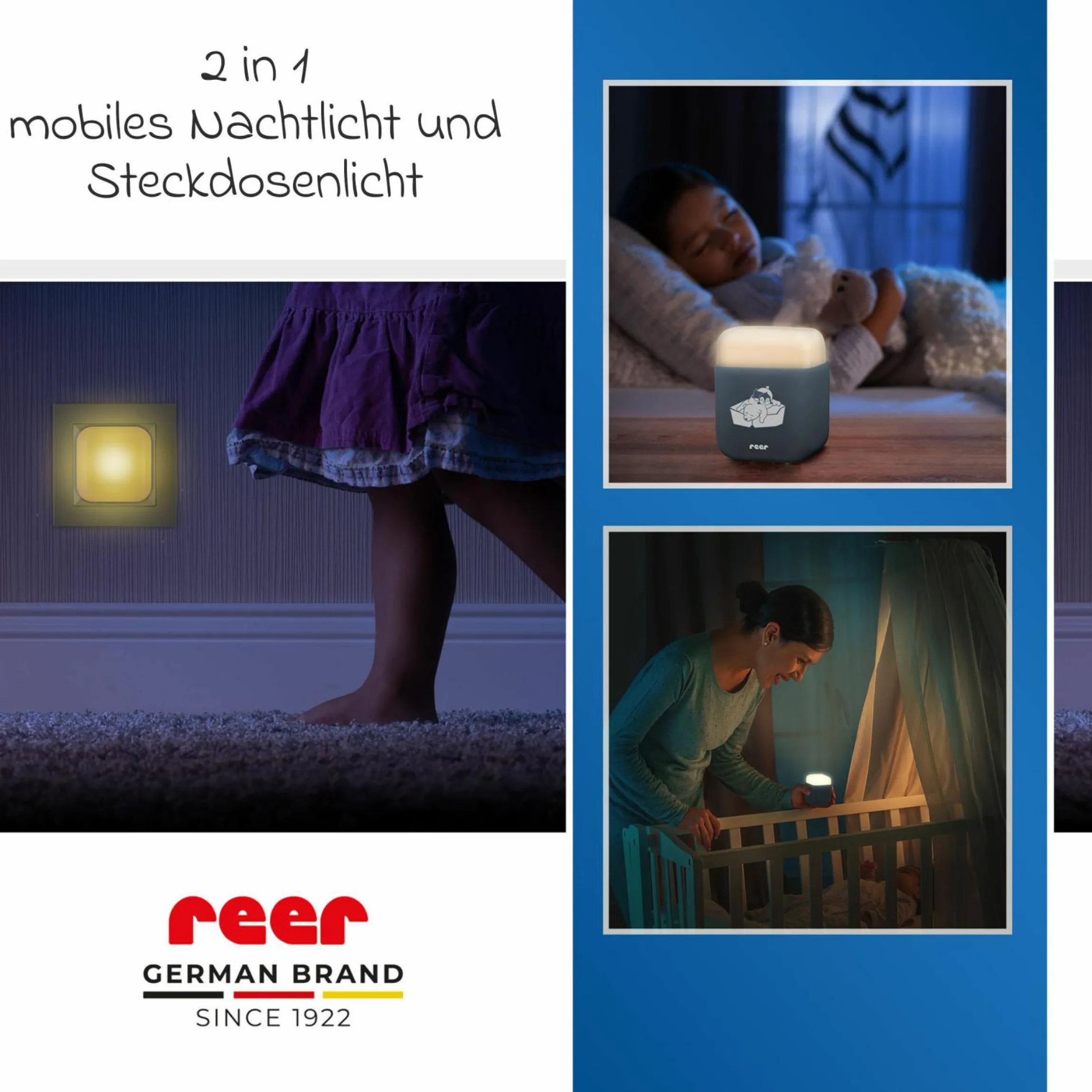 2in1 Steckdosen-Nachtlicht SleepLight mit energiesparende LED-Technologie - Blaugrau