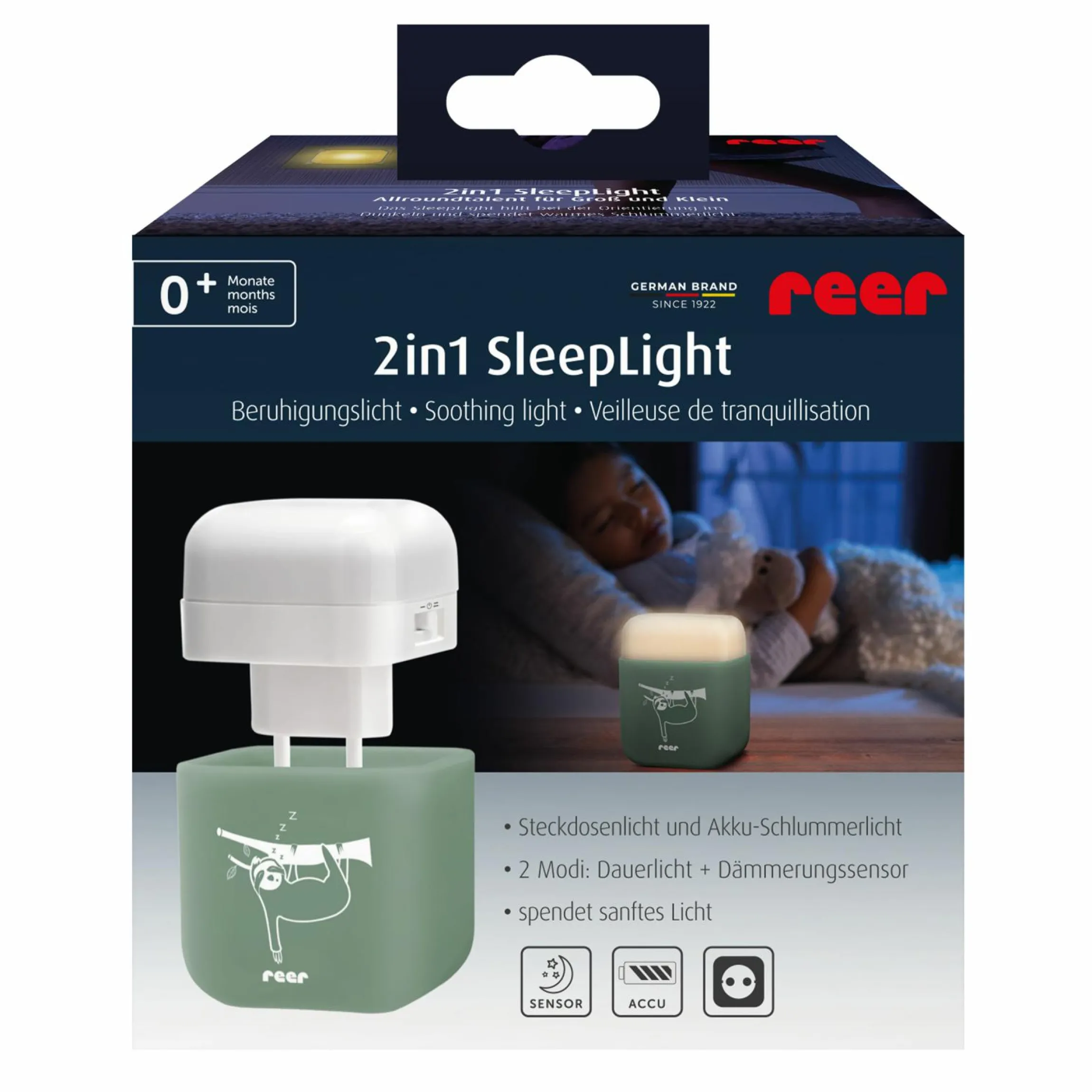 2in1 Steckdosen-Nachtlicht SleepLight mit energiesparende LED-Technologie - Eukalyptus