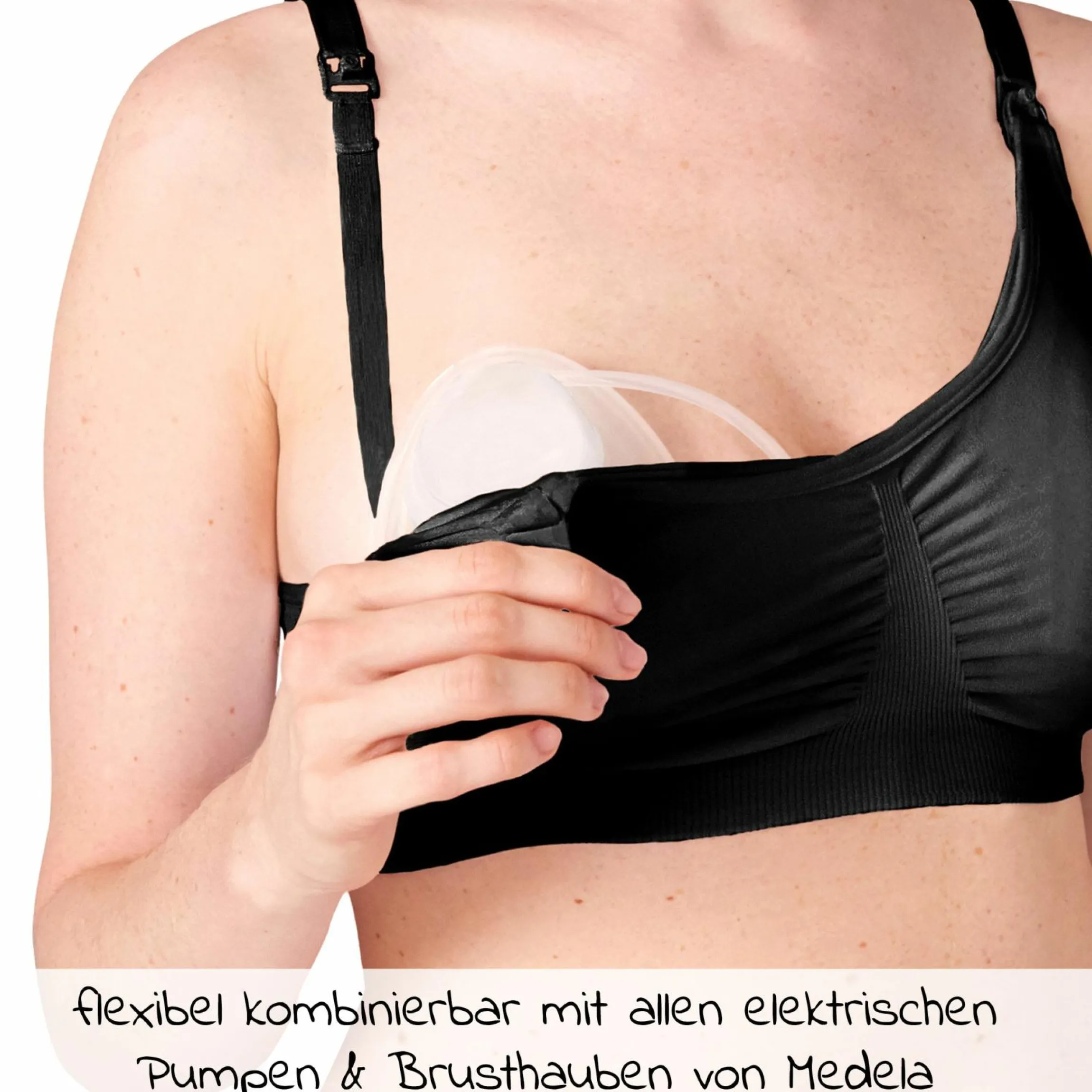 3-in-1 Still- und Abpump-BH - Schwarz - Gr. S