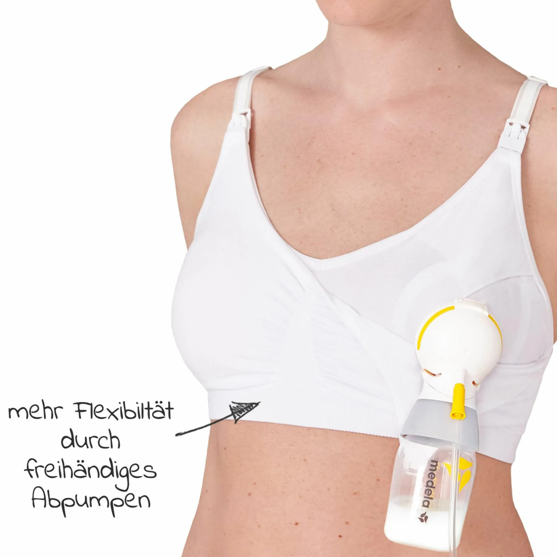 3-in-1 Still- und Abpump-BH - Weiß - Gr. S
