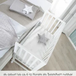 3in1 Stuben- & Beistellbett mit Canvas-Barriere + safe asleep Matratze mit 90 x 45 cm 47 x 99,5 cm - Weiß