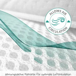 3in1 Stuben- & Beistellbett mit Canvas-Barriere + safe asleep Matratze mit 90 x 45 cm 47 x 99,5 cm - Weiß