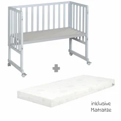 3in1 Stuben- & Beistellbett mit Canvas-Barriere + safe asleep Matratze mit 90 x 45 cm 47 x 99,5 cm - Taupe