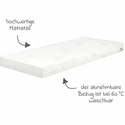 3in1 Stuben- & Beistellbett mit Canvas-Barriere + safe asleep Matratze mit 90 x 45 cm 47 x 99,5 cm - Taupe