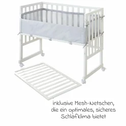3in1 Stubenbett, Beistellbett, Bank & Matratze & Nestchen Roba Style - Silbergrau - Weiß