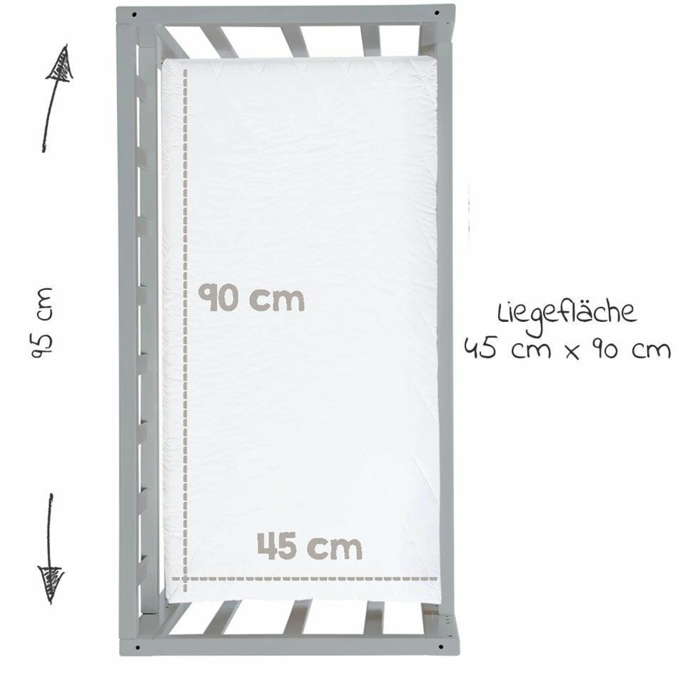 3in1 Stubenbett, Beistellbett, Bank & Textile-Ausstattung - Sternenzauber Grau - Taupe