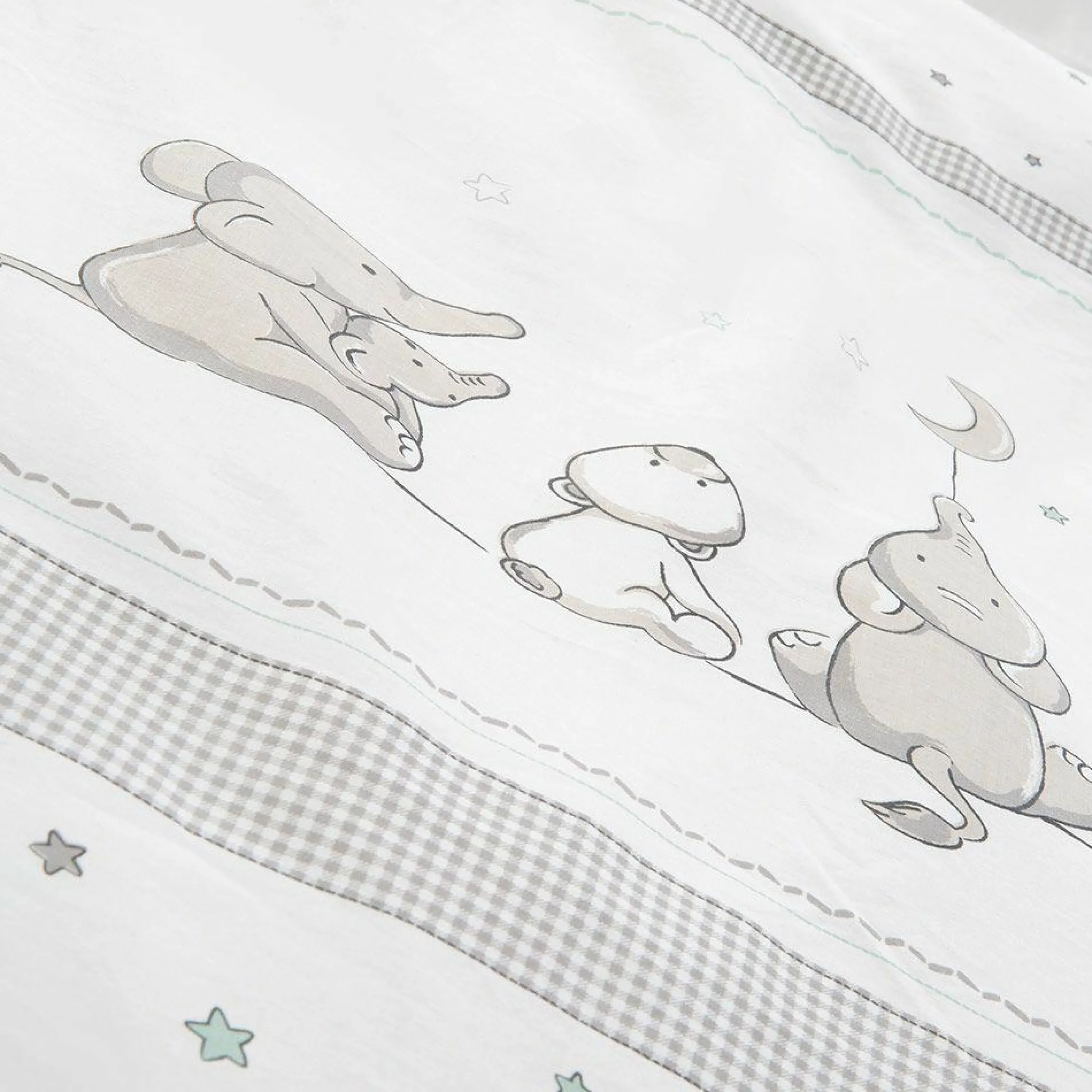 4in1 Stubenbett, Beistellbett, Wiege und Bank & Textile-Ausstattung - Sternenzauber - Grau