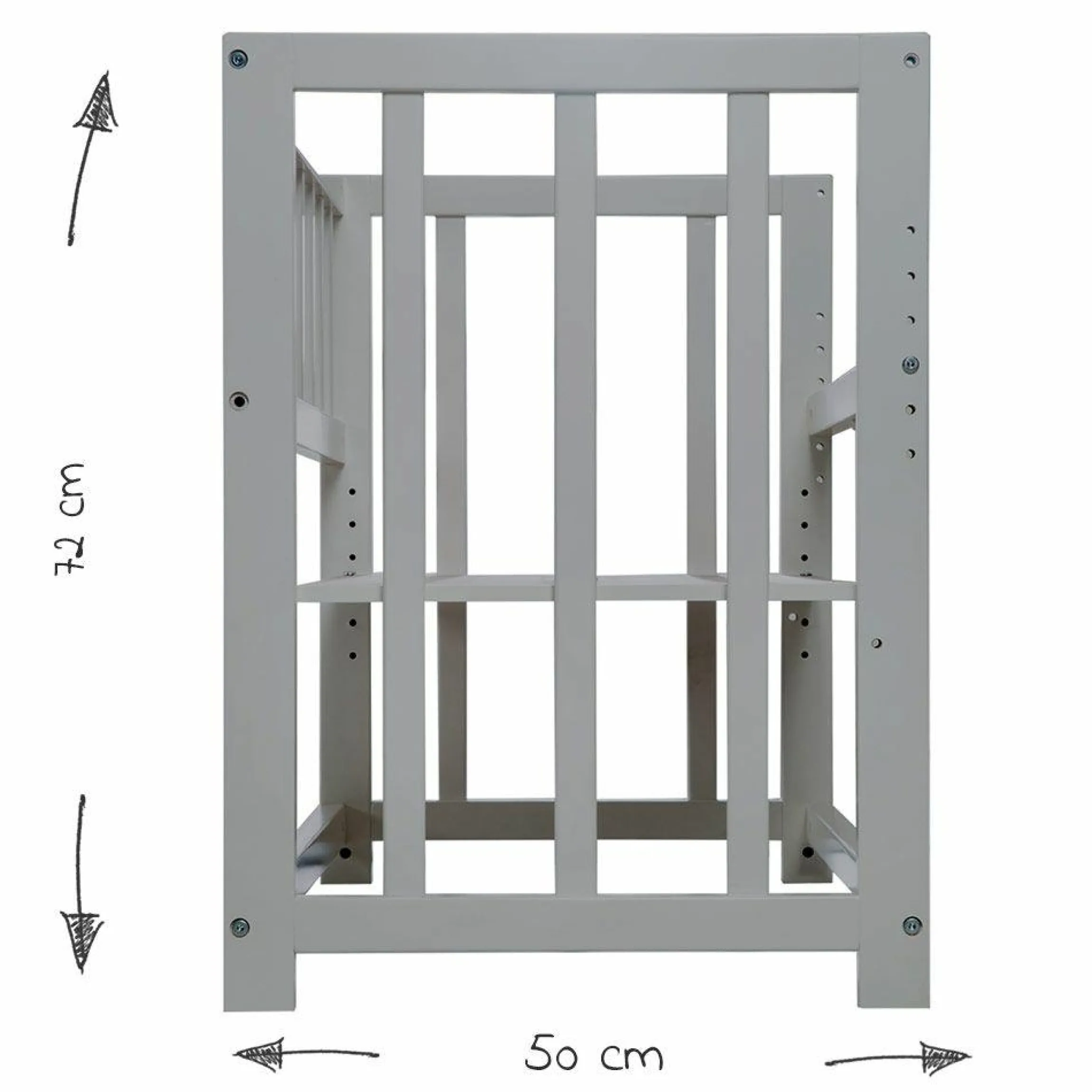 4in1 Stubenbett, Beistellbett, Wiege und Bank & Textile-Ausstattung - Sternenzauber - Grau