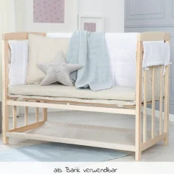 4in1 Stubenbett, Beistellbett, Wiege und Bank & Textile-Ausstattung - Liebhabär - Natur