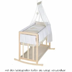 4in1 Stubenbett, Beistellbett, Wiege und Bank & Textile-Ausstattung - Liebhabär - Natur