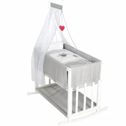4in1 Stubenbett, Beistellbett, Wiege und Bank & Textile-Ausstattung - Adam & Eule - Weiß