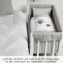 4in1 Stubenbett, Beistellbett, Wiege und Bank & Textile-Ausstattung - Adam & Eule - Weiß