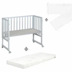 3in1 Stubenbett, Beistellbett, Bank & Matratze & Nestchen Roba Style - Silbergrau - Taupe