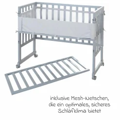 3in1 Stubenbett, Beistellbett, Bank & Matratze & Nestchen Roba Style - Silbergrau - Taupe