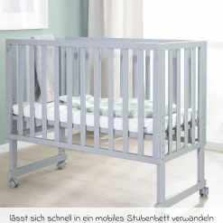 3in1 Stubenbett, Beistellbett, Bank & Matratze & Nestchen Roba Style - Silbergrau - Taupe