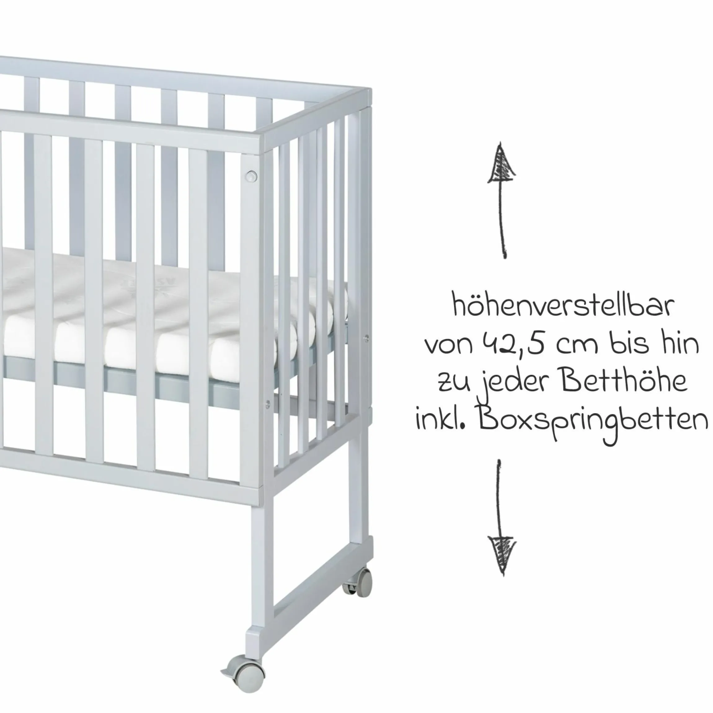 3in1 Stubenbett, Beistellbett, Bank & Matratze & Nestchen Roba Style - Silbergrau - Taupe