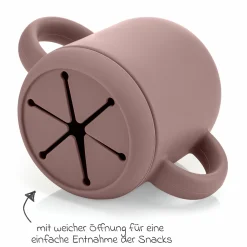 2in1 Trink- und Snackbecher mit Trinkhalm aus 100% lebensmittelechtes Silikon - Rosa