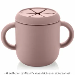 2in1 Trink- und Snackbecher mit Trinkhalm aus 100% lebensmittelechtes Silikon - Rosa