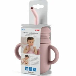 2in1 Trink- und Snackbecher mit Trinkhalm aus 100% lebensmittelechtes Silikon - Rosa