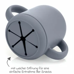 2in1 Trink- und Snackbecher mit Trinkhalm aus 100% lebensmittelechtes Silikon - Blau